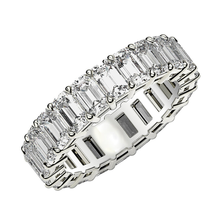 3.00ct Emerald Cut Lab Grown Diamond Eternity Ring 14K White Gold — Top View, DEEVE