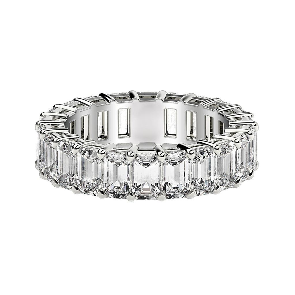 3.00ct Emerald Cut Lab Grown Diamond Eternity Ring — Side Profile, Prong Set, DEEVE