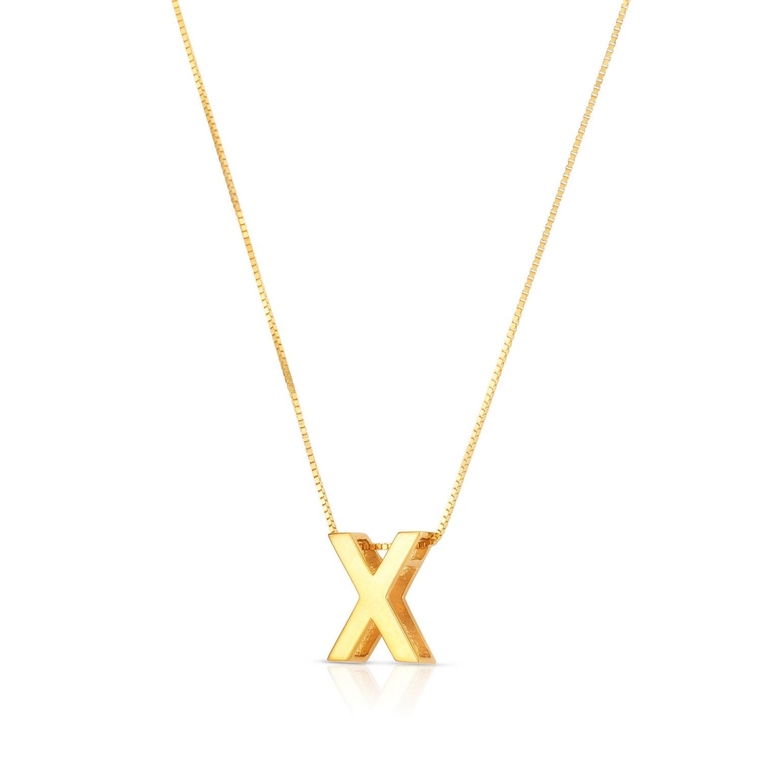 14K Yellow Gold Yours Truly Block Letter Initial X Necklace