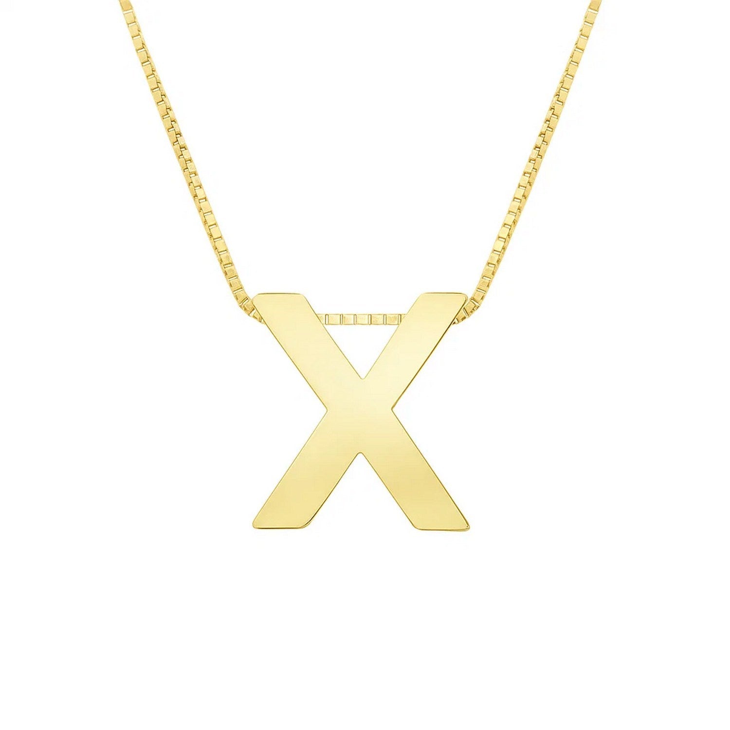 14K Yellow Gold Yours Truly Block Letter Initial X Necklace
