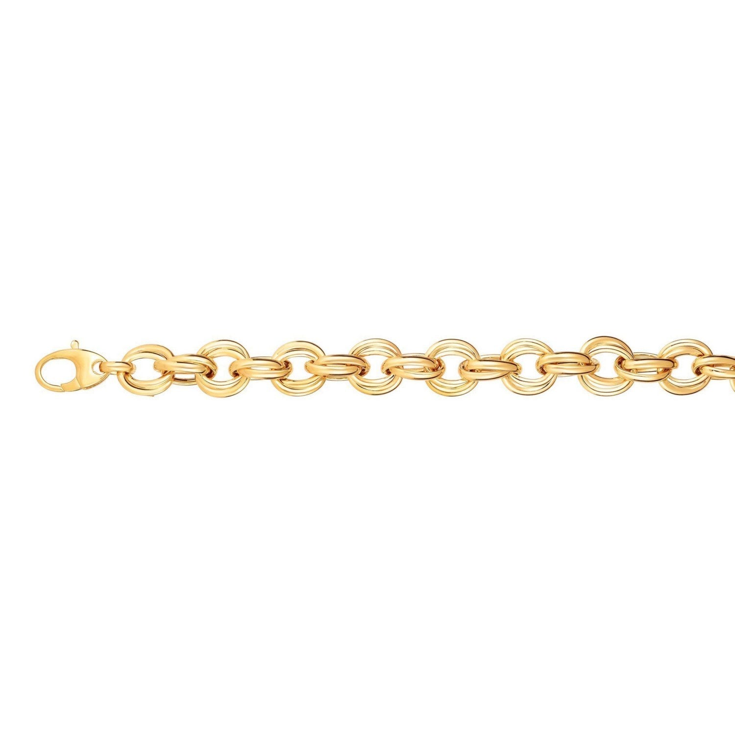 Twisted Double Link Bracelet in 14k Yellow Gold (11.80 mm)