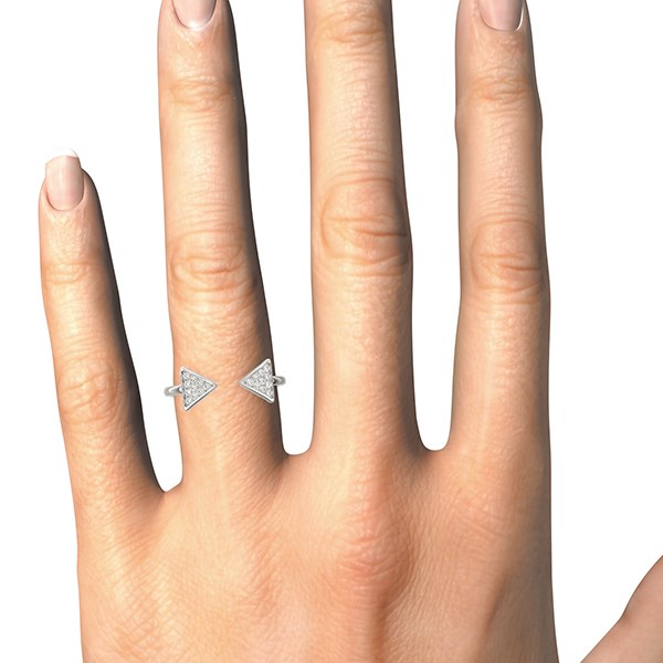 Diamond Arrowhead Open Ring in 14K White Gold