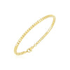 Front view of solid 14K yellow gold high polish bead cuff bangle with lobster clasp, 2.40 mm width, 6.75 inch length, approx 5.3 g