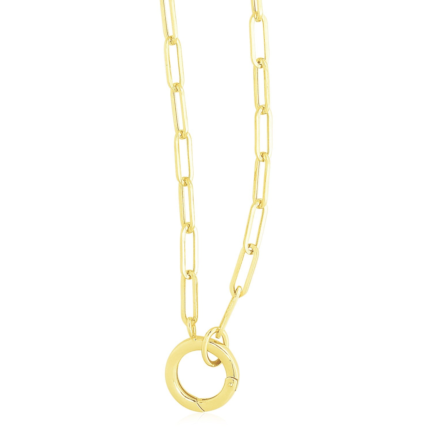 High Polish Paperclip Chain Necklace with Invisible Clasp in 14K Yellow Gold