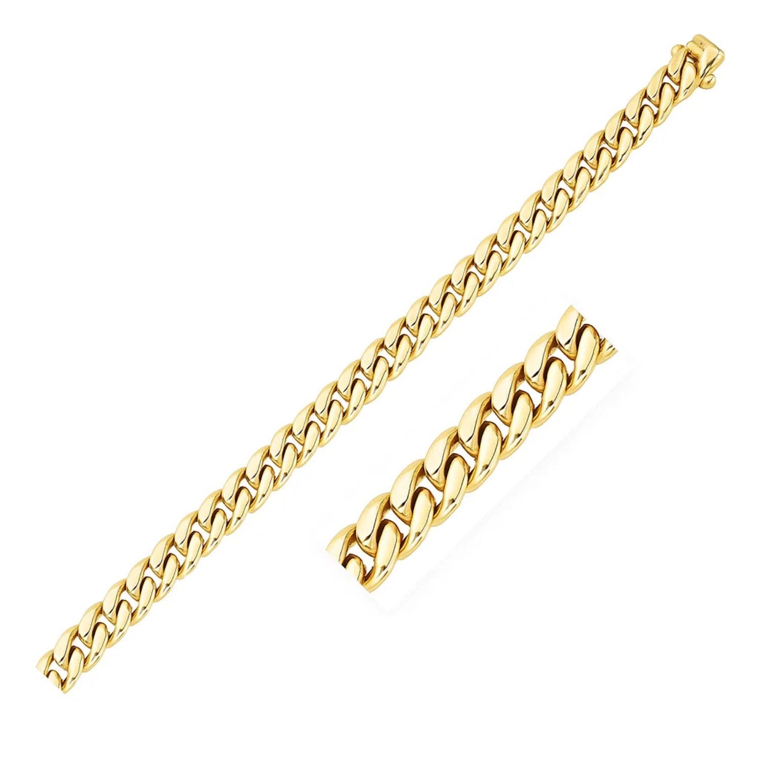 14K Yellow Gold Classic Miami Cuban Solid Bracelet