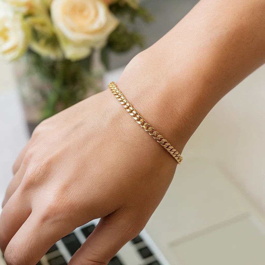 14K Yellow Gold Classic Miami Cuban Solid Bracelet
