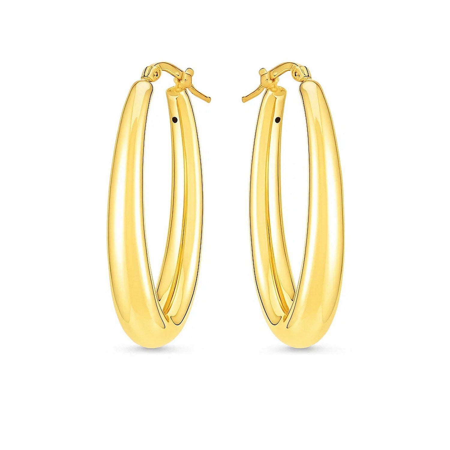 14k Gold Elongated Oval Hoop Earrings 39 mm  – Deeve