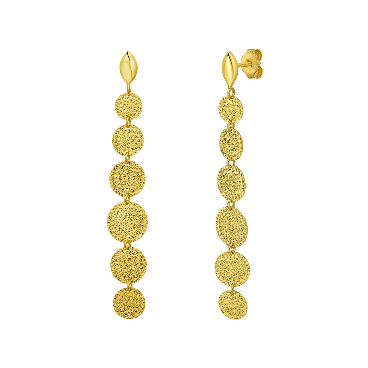 14K Yellow Gold Hammered Pebble Earrings