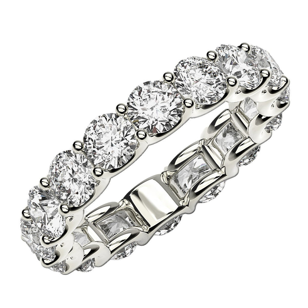 4.00ct Round Lab Grown Diamond Eternity Ring — Side Profile, Arch Prong, DEEVE