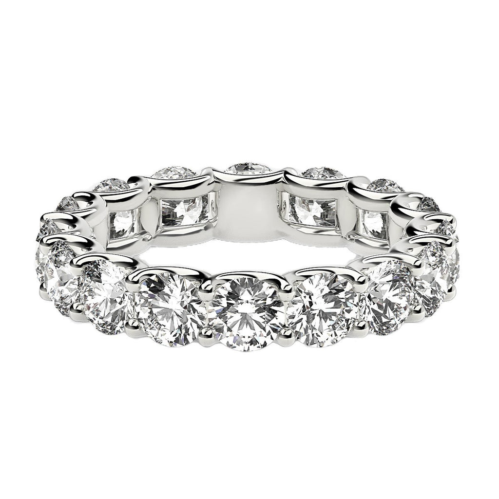4.00ct Round Lab Grown Diamond Eternity Ring 14K White Gold — Top View, DEEVE