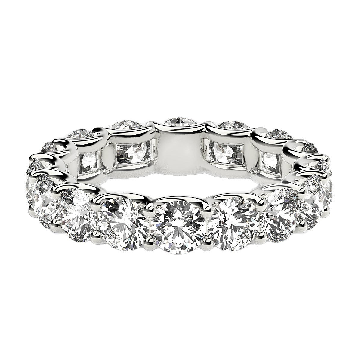 4.00ct Round Lab Grown Diamond Eternity Ring 14K White Gold — Top View, DEEVE