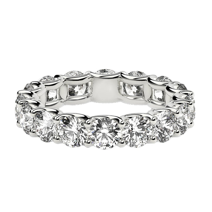 4.00ct Round Lab Grown Diamond Eternity Ring 14K White Gold — Top View, DEEVE