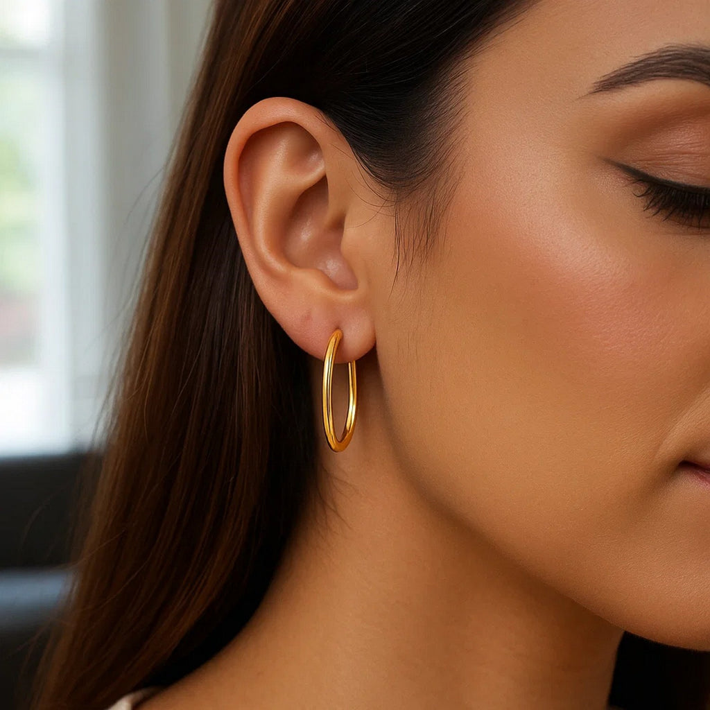 Endless Oval Hoop Earrings | 14K Gold