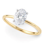 solitaire engagement lab grown oval cut diamond ring in 14k yellow gold 