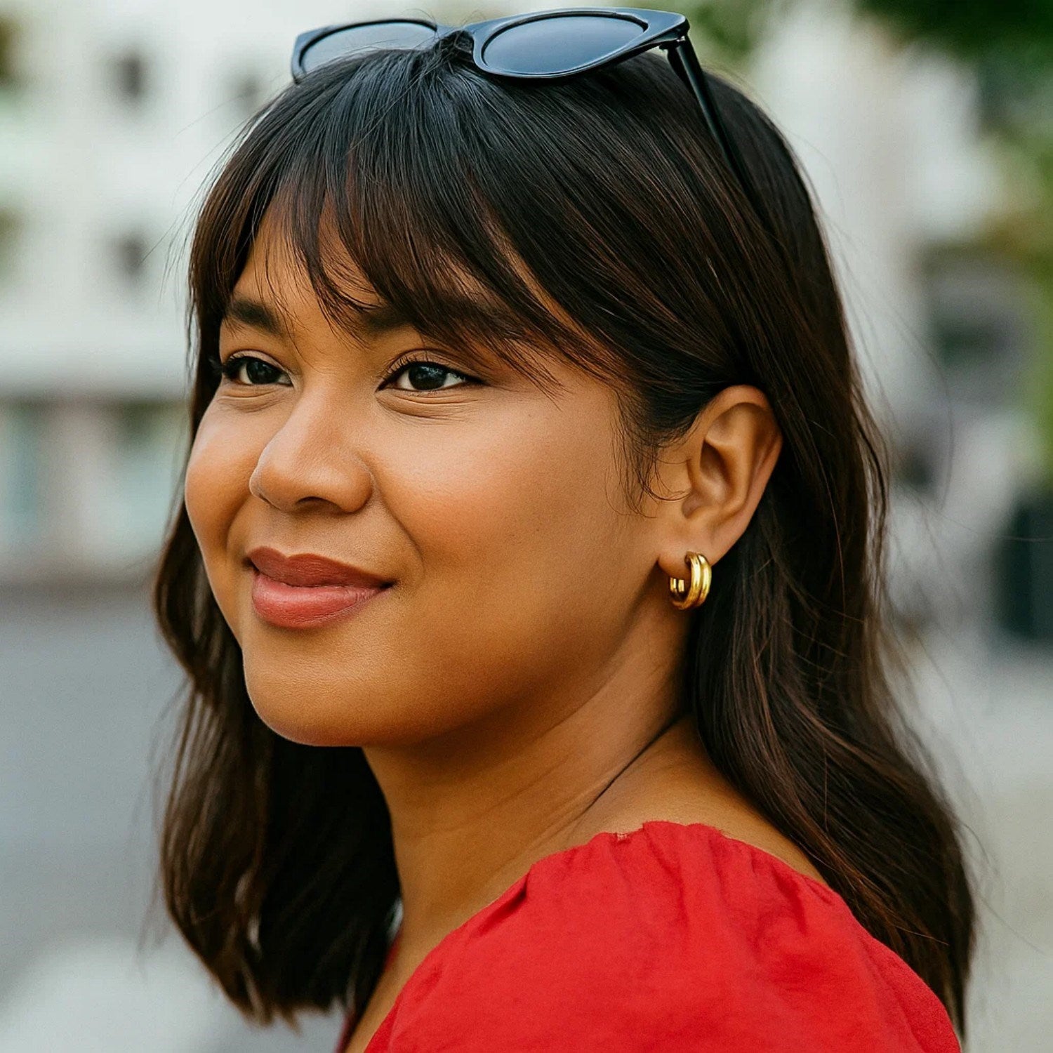 14K Yellow Gold Double Row Round Hoop Earrings (8.00 mm)