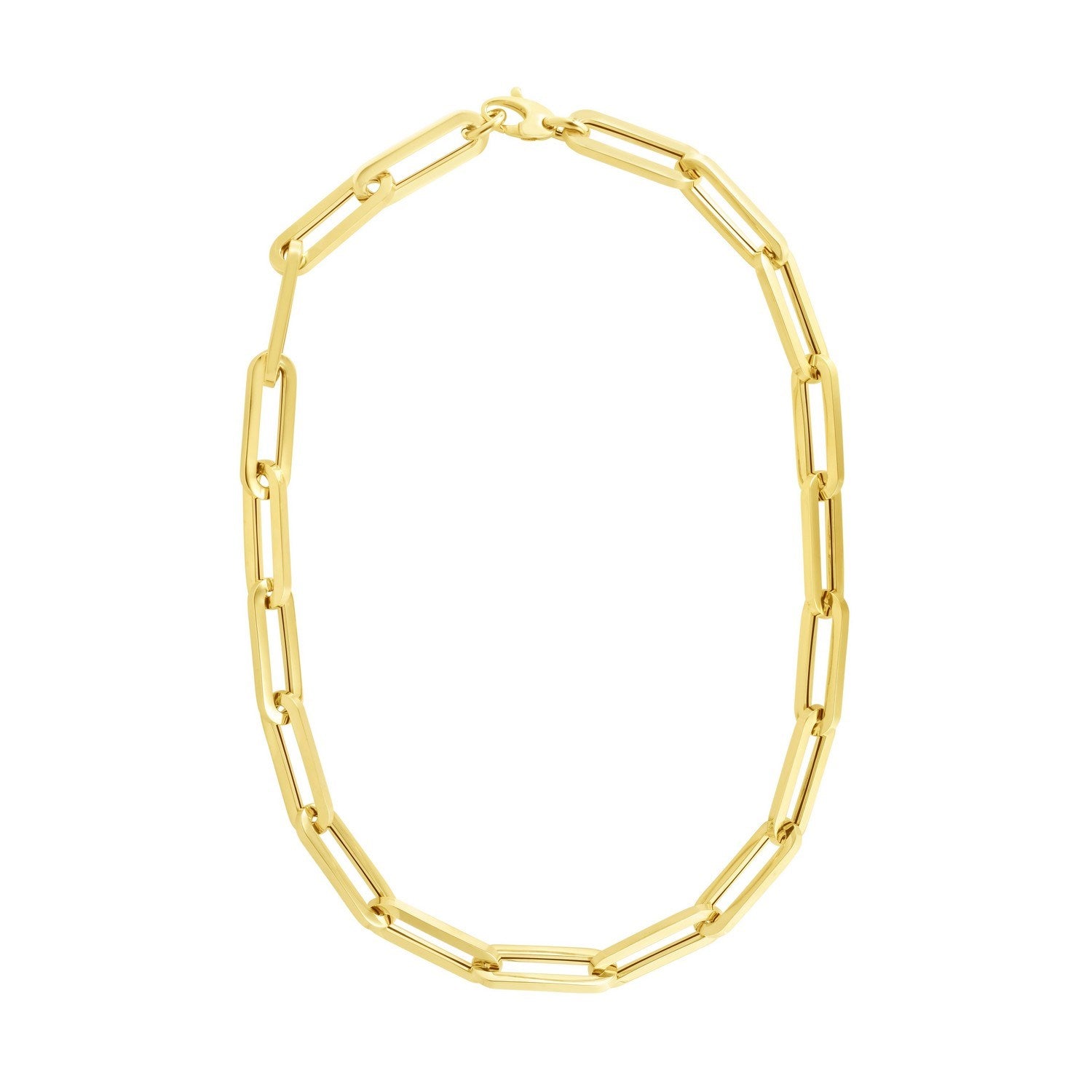 Wide Paperclip Chain Necklace in 14K Yellow Gold