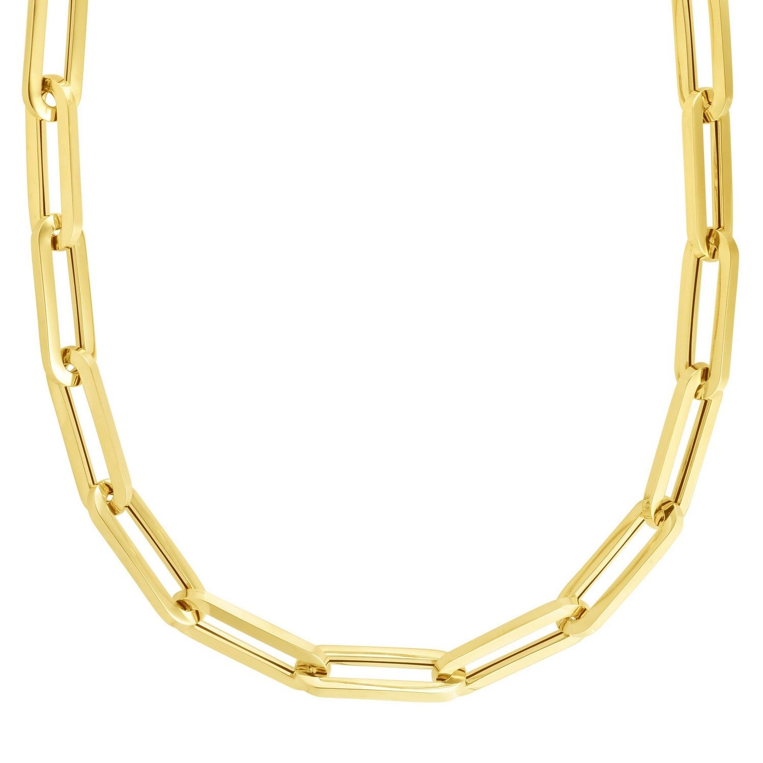 Wide Paperclip Chain Necklace in 14K Yellow Gold