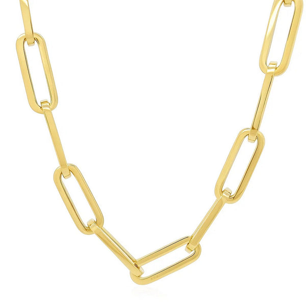 Wide Paperclip Chain Necklace in 14K Yellow Gold