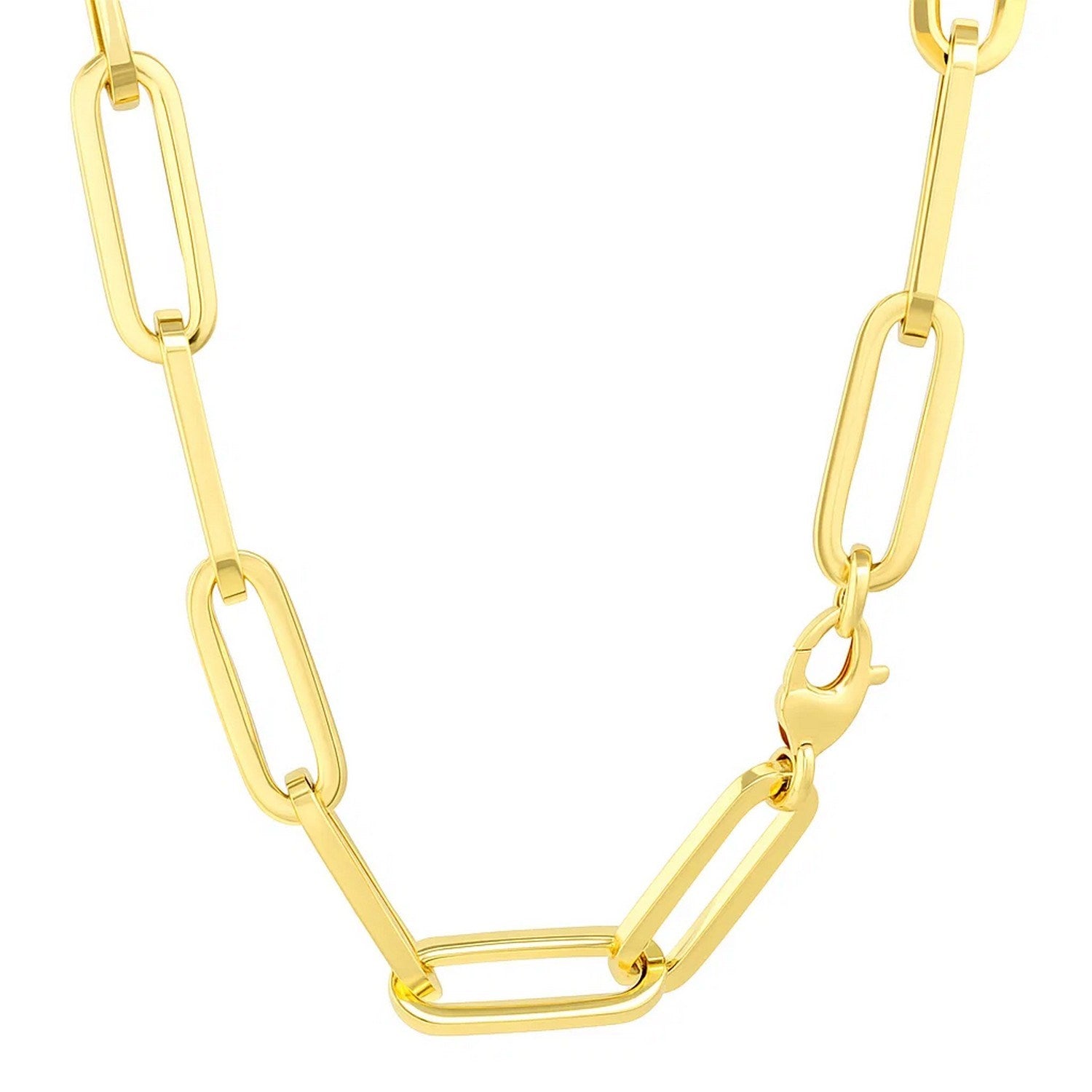 Wide Paperclip Chain Necklace in 14K Yellow Gold