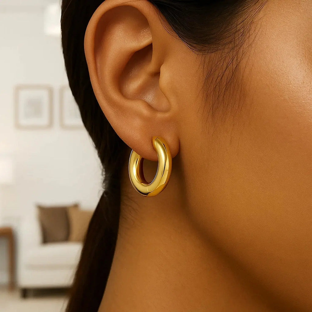 Large Round Electroform Hoop Earrings | 14K Gold  Hoop Earrings DEEVE