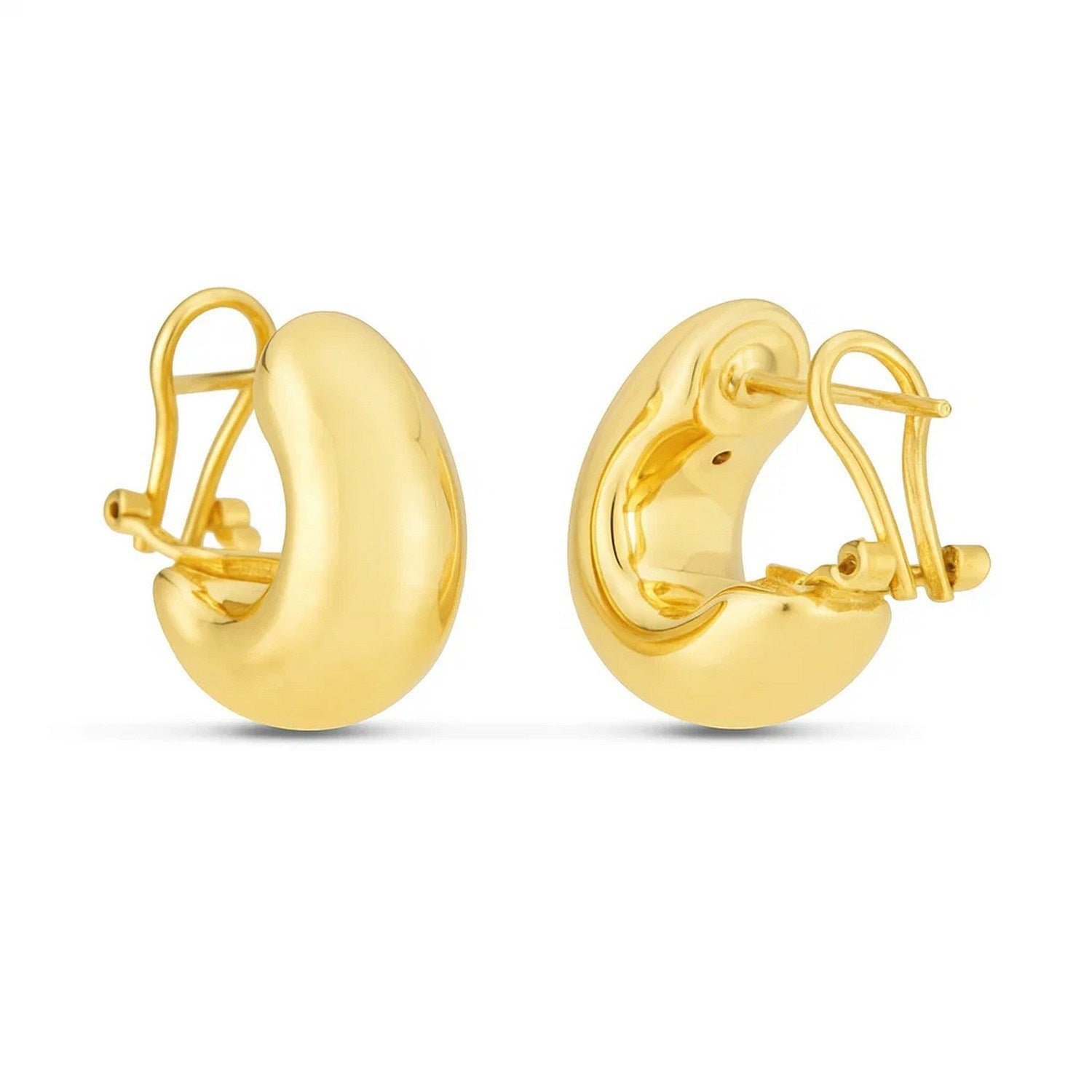 14k Yellow Gold Small Omega C Hoops