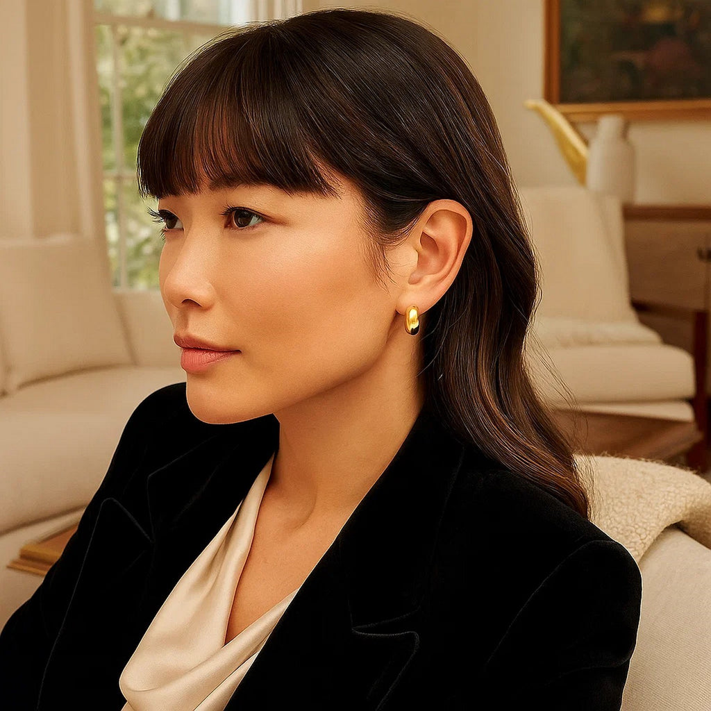 Small Omega C Hoops | 14K Gold