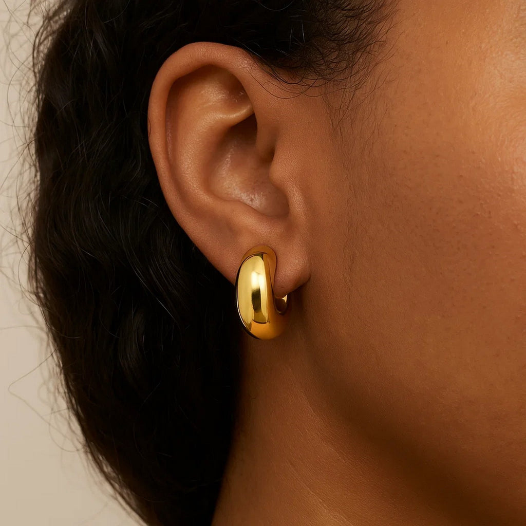 Small Omega C Hoops | 14K Gold