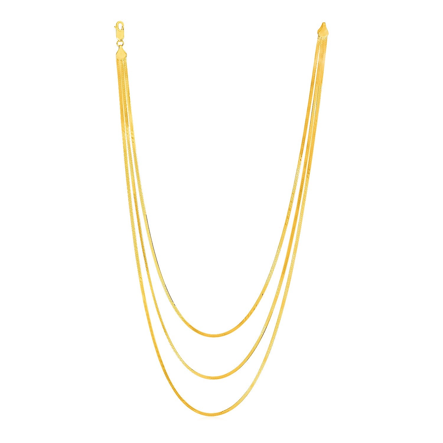 Triple Herringbone Chain Necklace