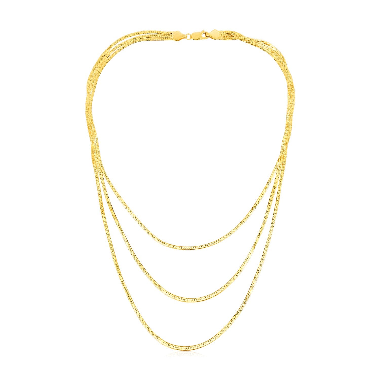 Triple Herringbone Chain Necklace