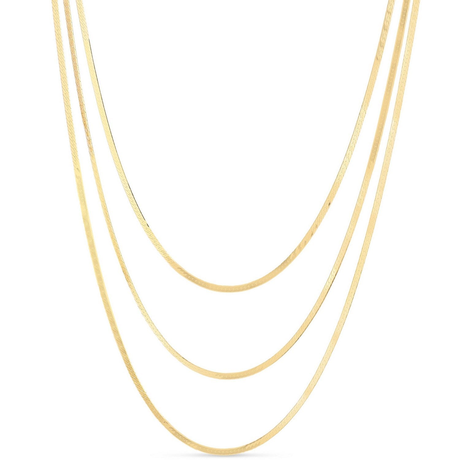 Triple Herringbone Chain Necklace