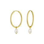 Pearl Drop Oval Earrings | 14K Gold