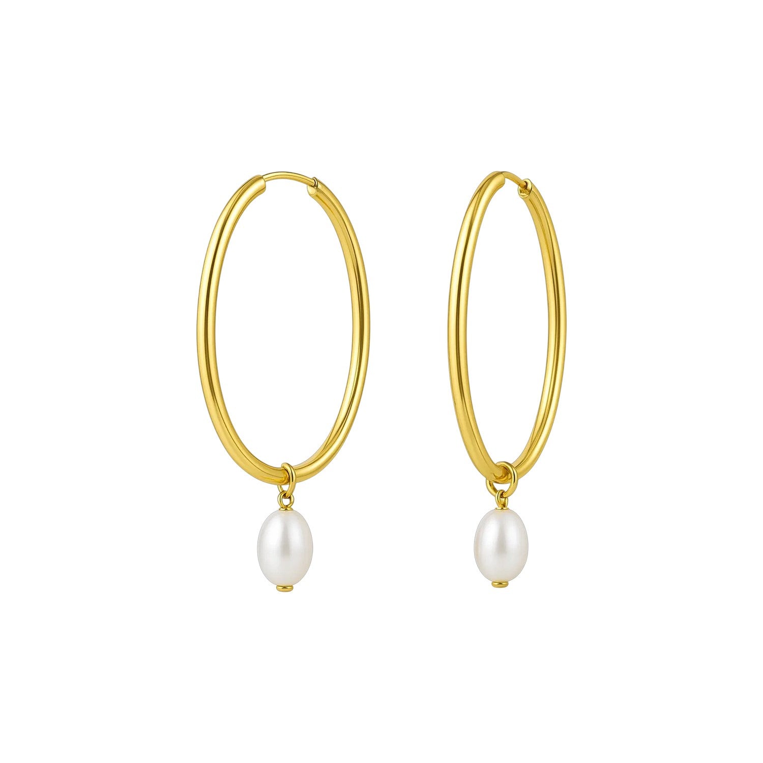 Pearl Drop Oval Earrings | 14K Gold