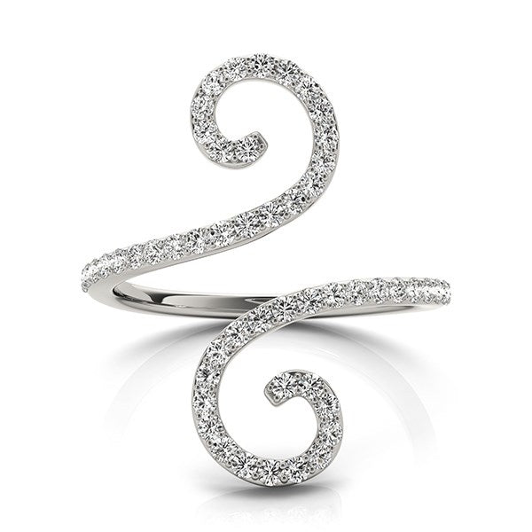 Diamond Open Flourish Ring in 14K White Gold