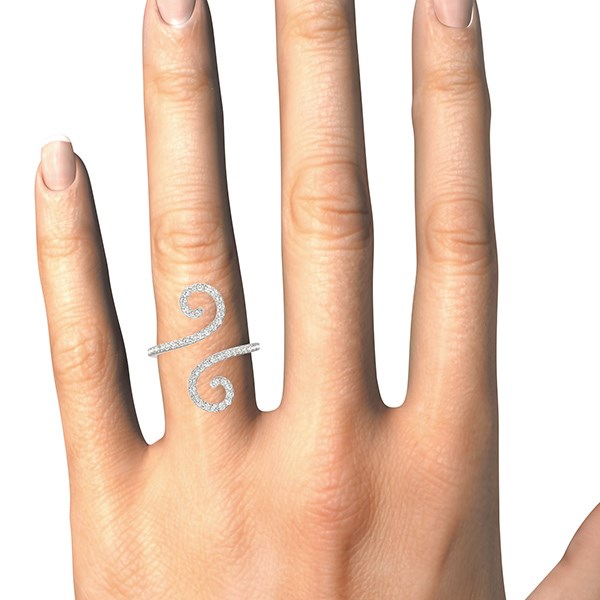 Diamond Open Flourish Ring in 14K White Gold