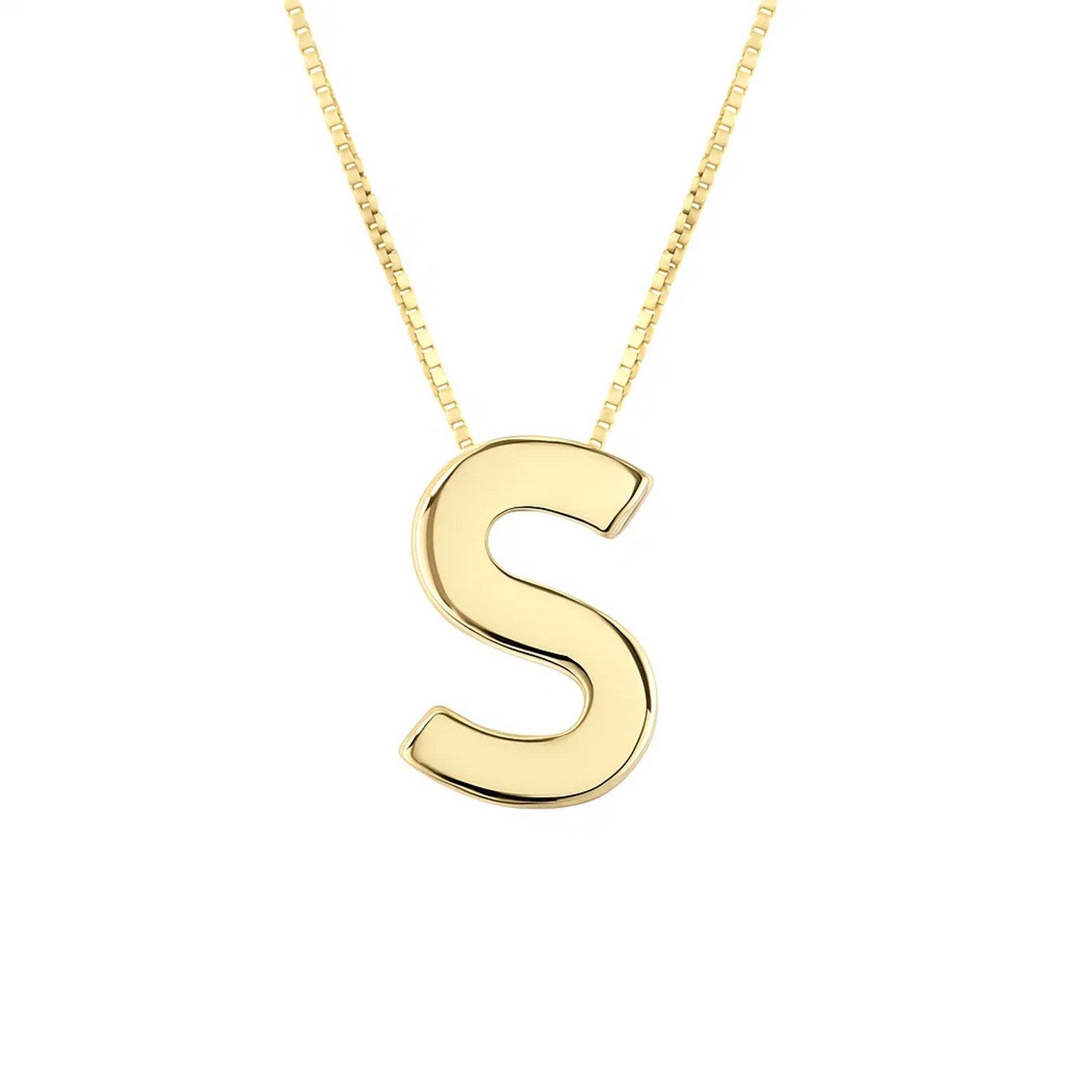 14K Yellow Gold Yours Truly Block Letter Initial S Necklace