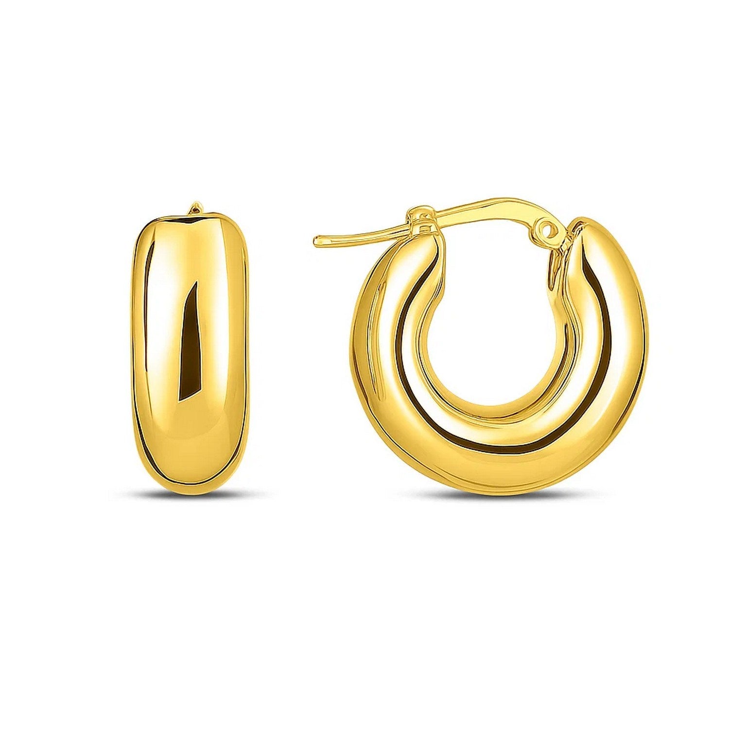 Small Puffy Hoops | 14K Gold