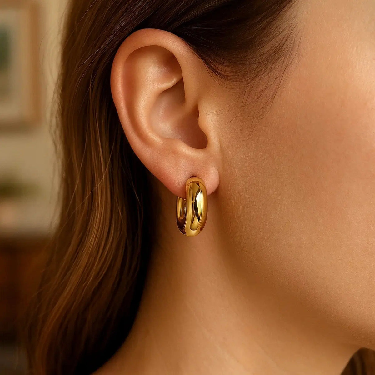 Small Puffy Hoops | 14K Gold  Hoop Earrings DEEVE