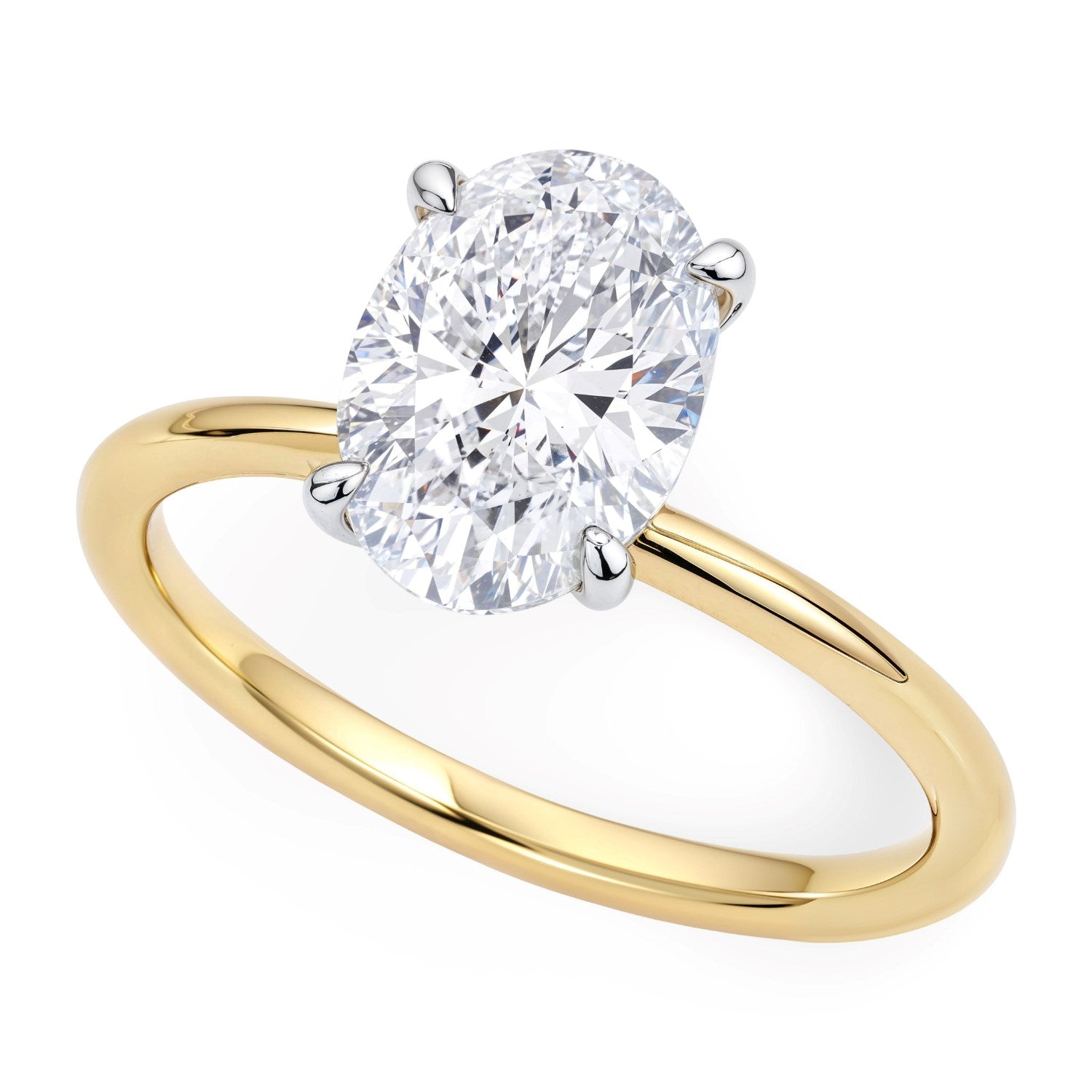 2 Carat Oval Lab Grown Diamond Solitaire Ring in 14K Yellow Gold