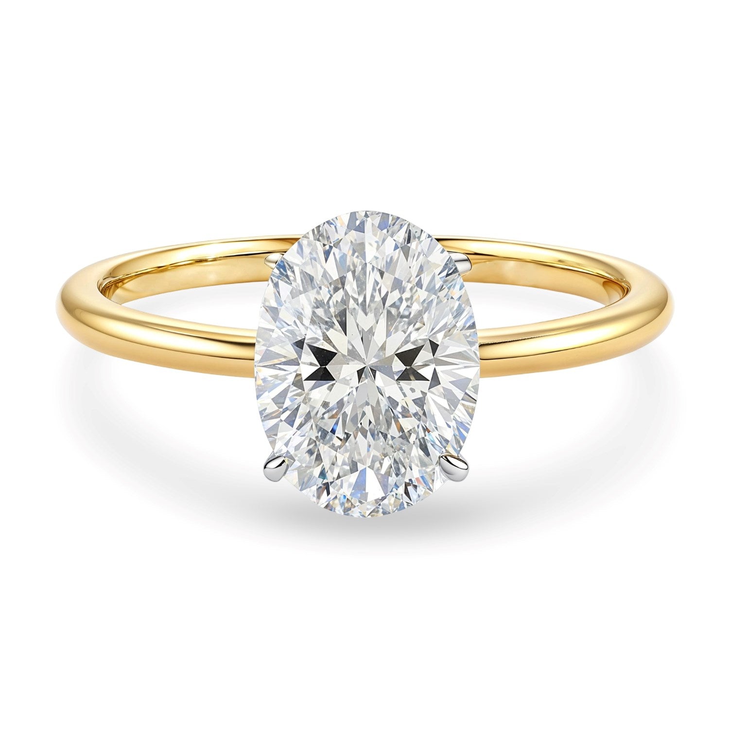2 Carat Oval Lab Grown IGI G/VS1 Diamond Solitaire Ring in 14K Yellow Gold