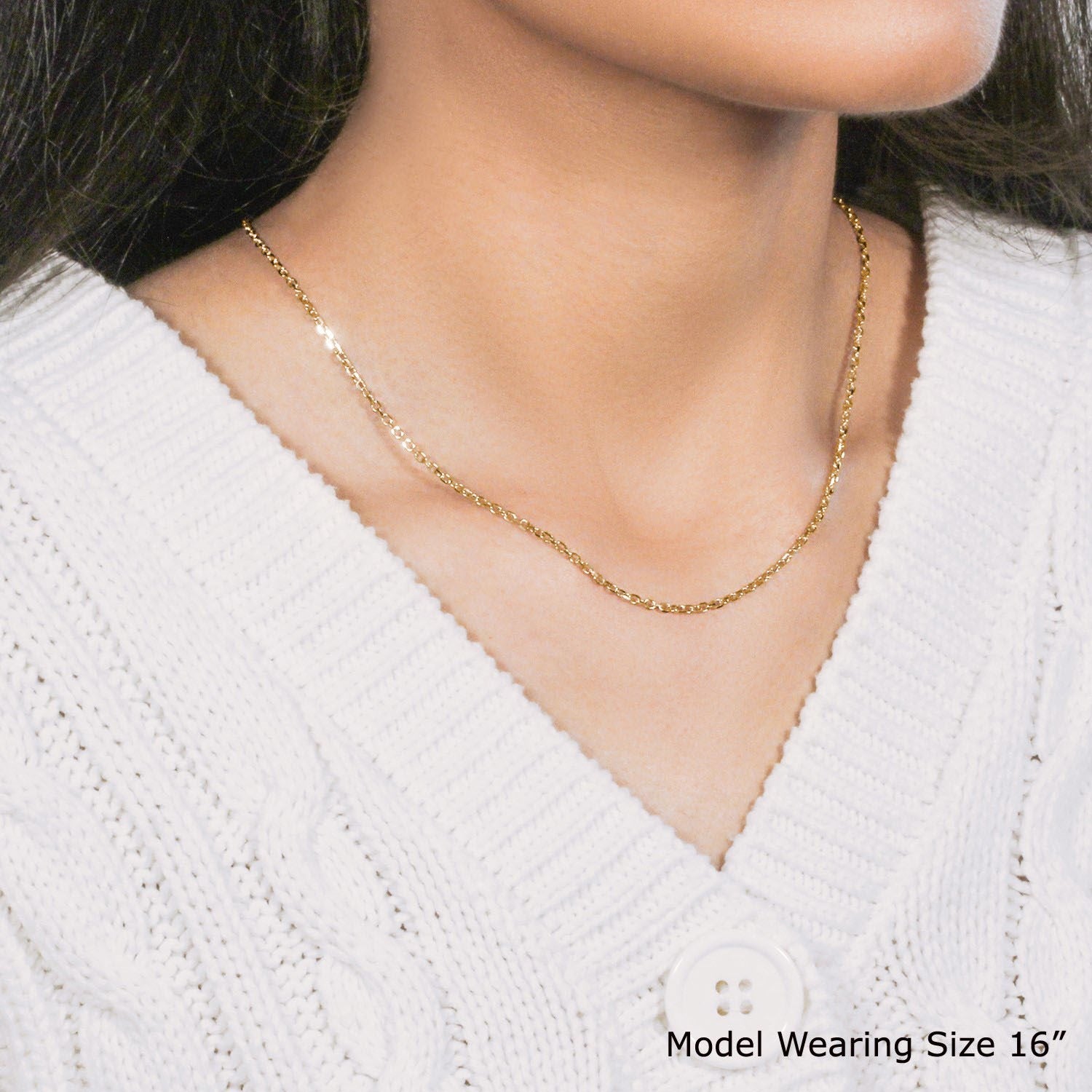 Diamond Cut Cable Link Chain in 18K Yellow Gold