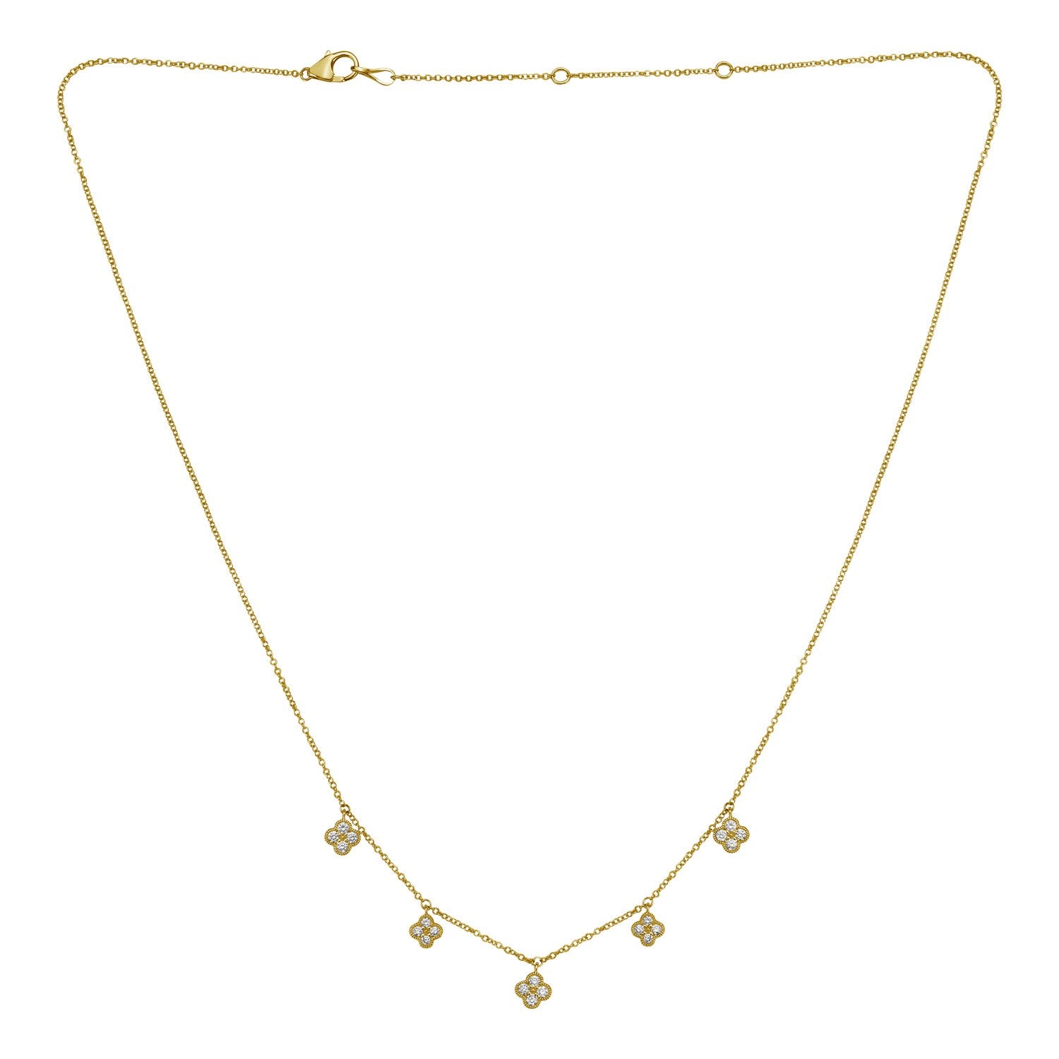 Diamond Flower Necklace in 14K Yellow Gold