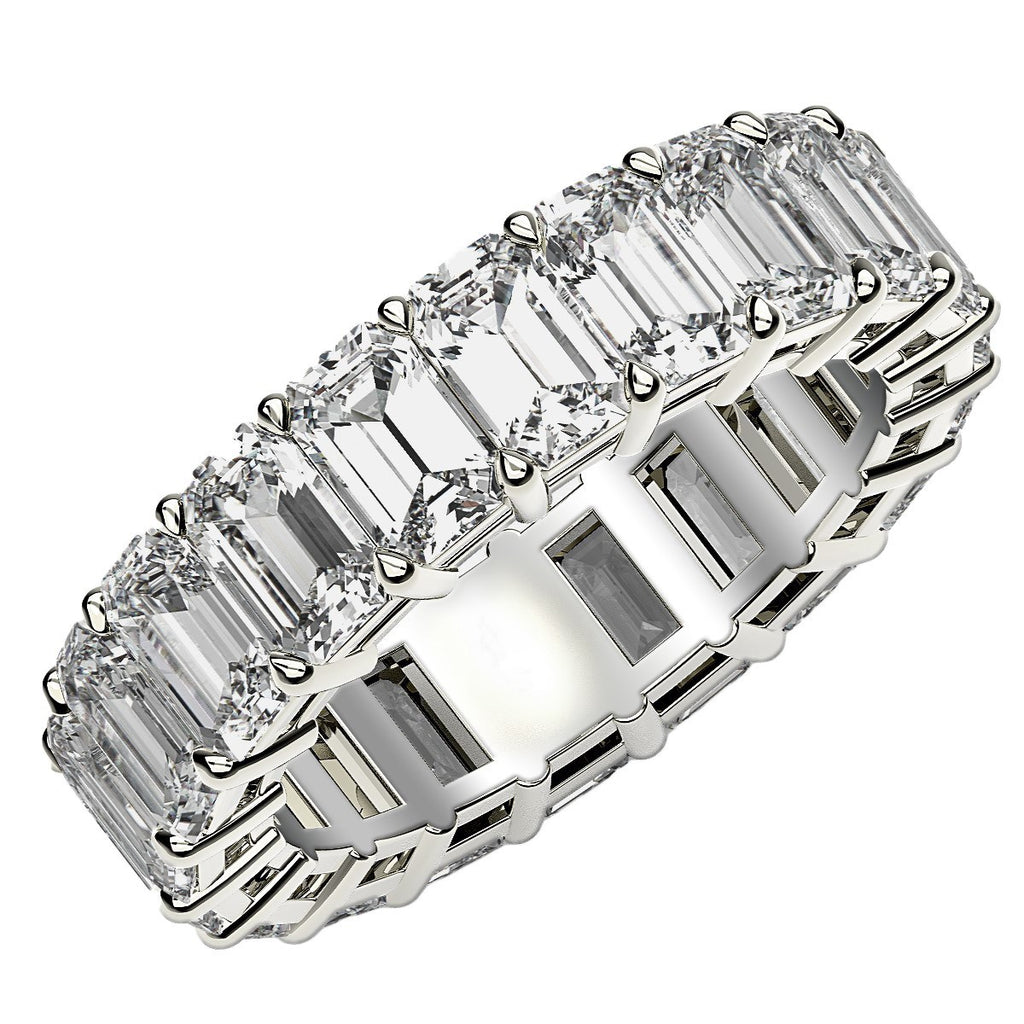 7.00 ct Emerald Cut Lab Grown Diamond Eternity Ring in 14K White Gold