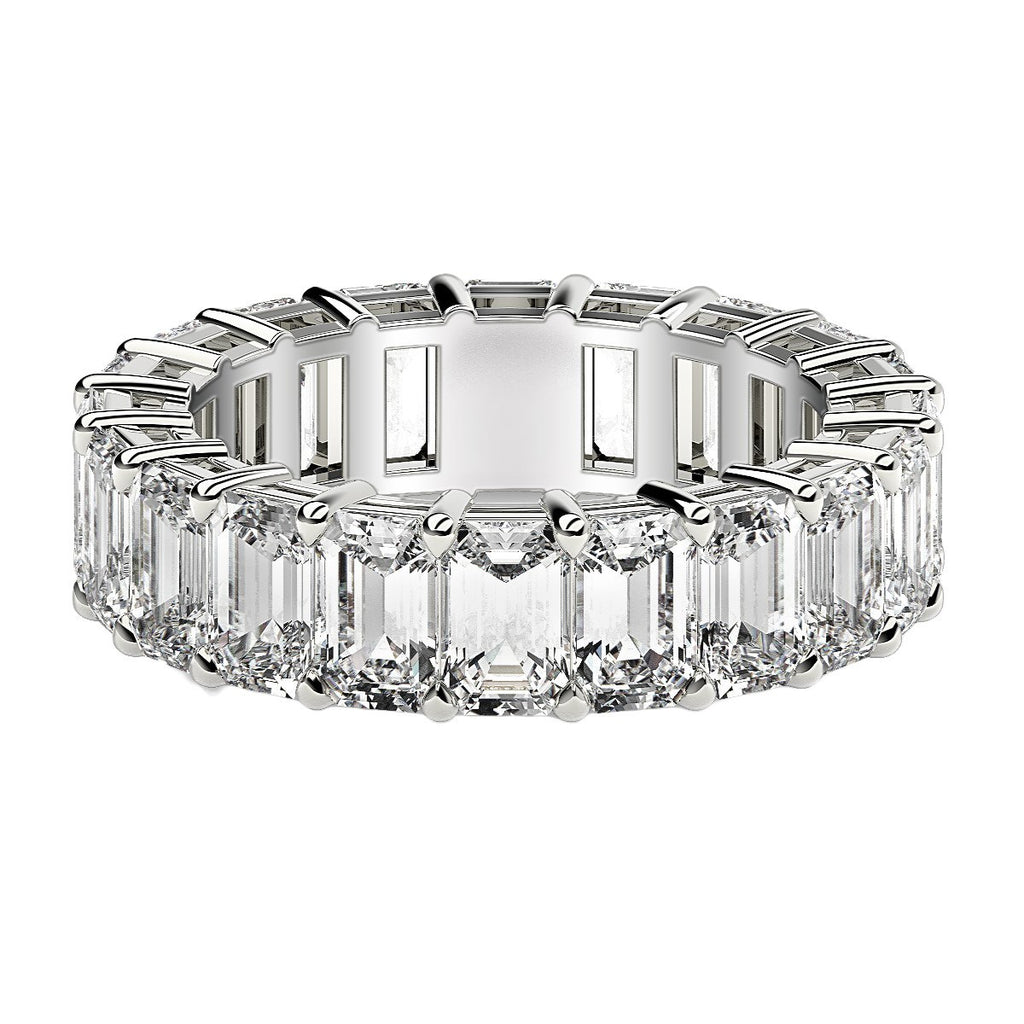 7.00 ct Emerald Cut Lab Grown Diamond Eternity Ring in 14K White Gold