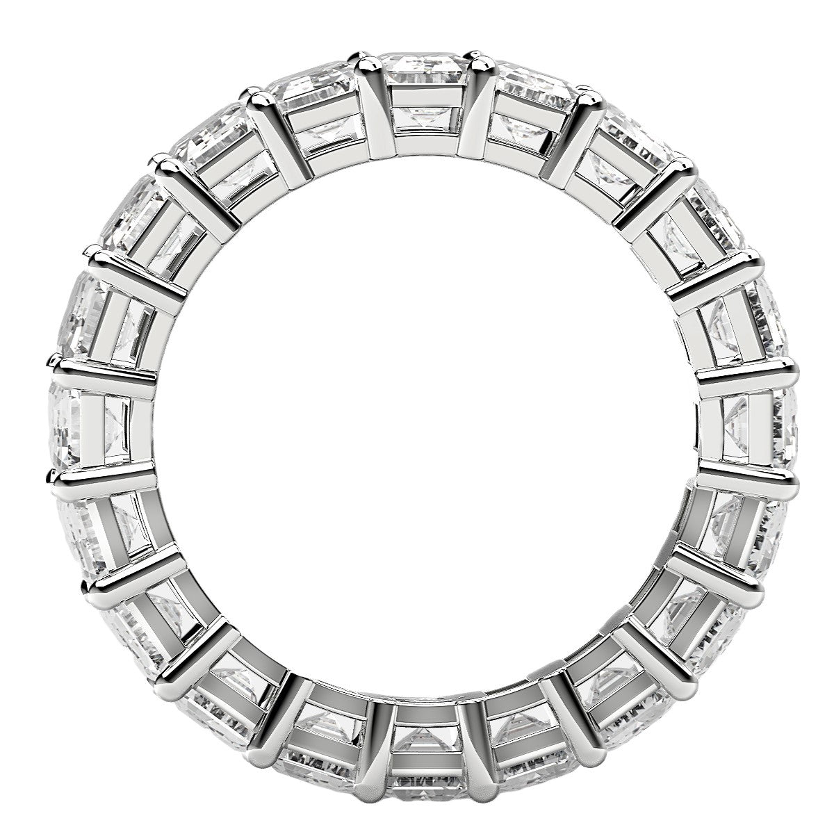 7.00 ct Emerald Cut Lab Grown Diamond Eternity Ring in 14K White Gold