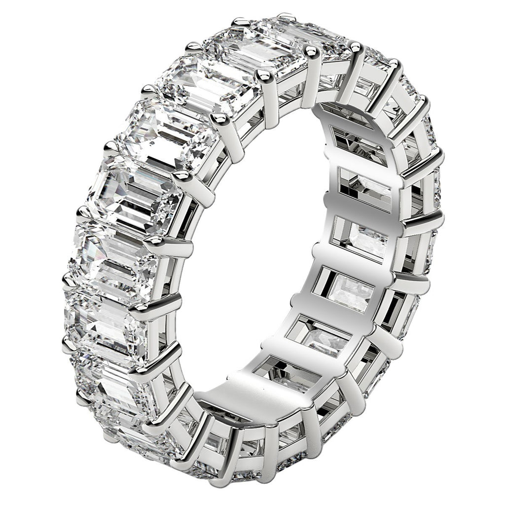 7.00 ct Emerald Cut Lab Grown Diamond Eternity Ring in 14K White Gold