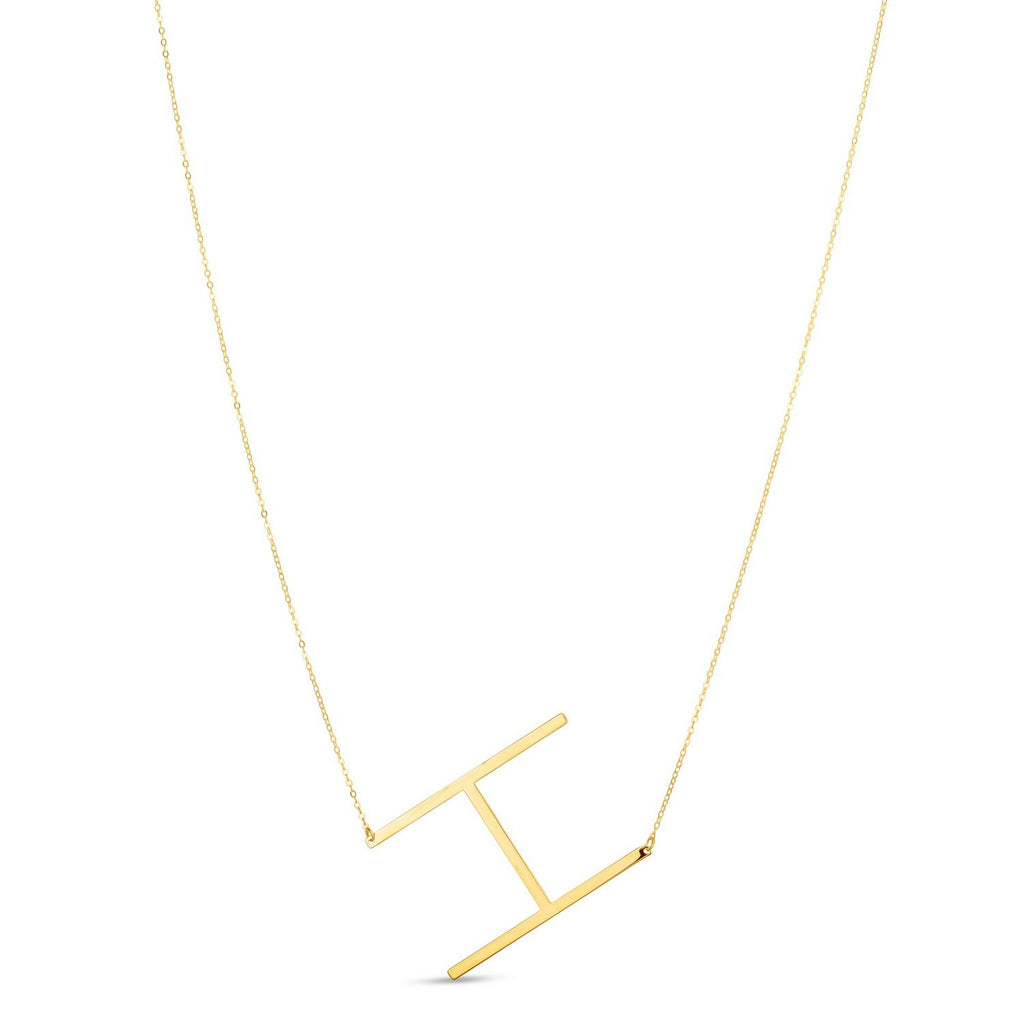 14K Yellow Gold Yours Truly Large Initial H Necklace