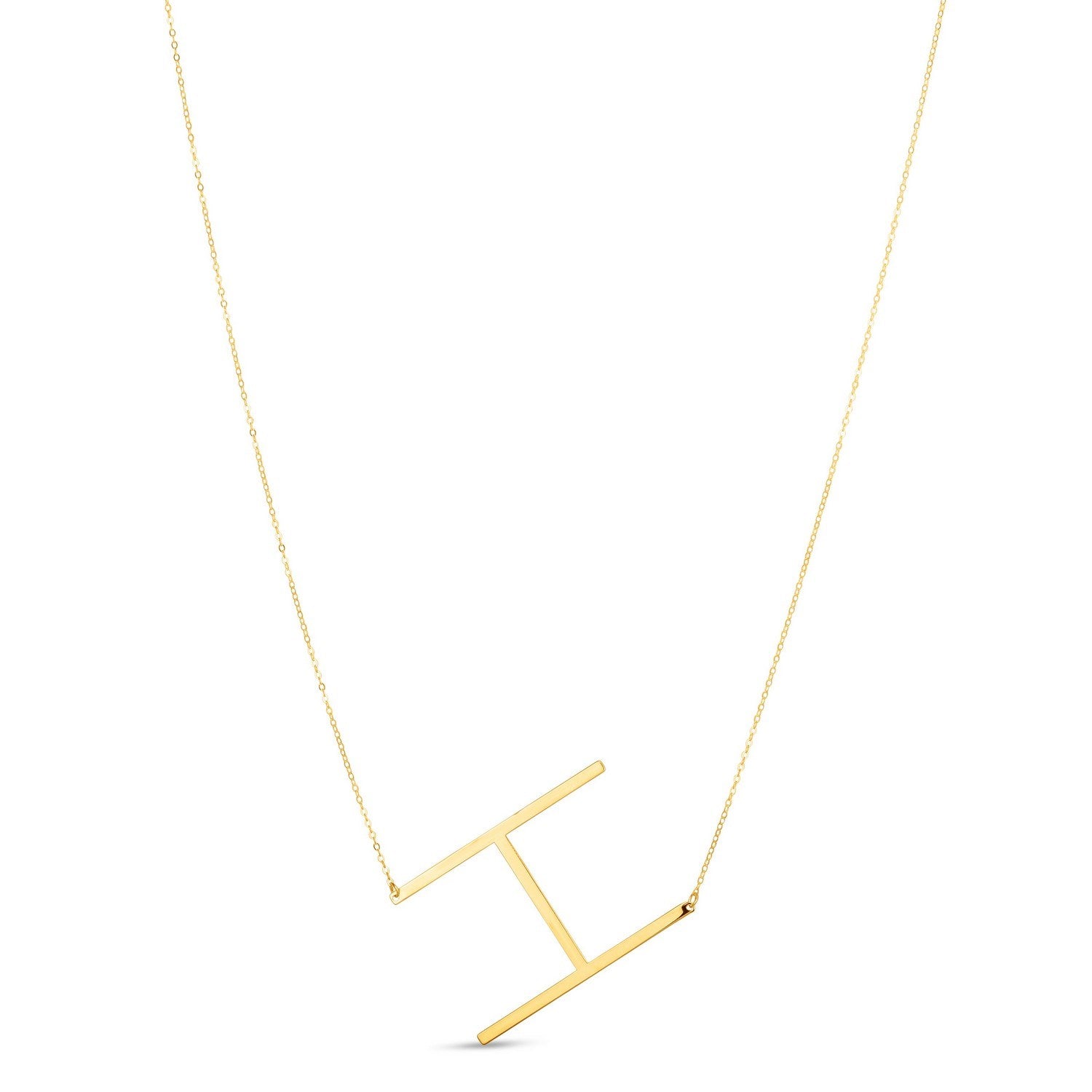 14K Yellow Gold Yours Truly Large Initial H Necklace