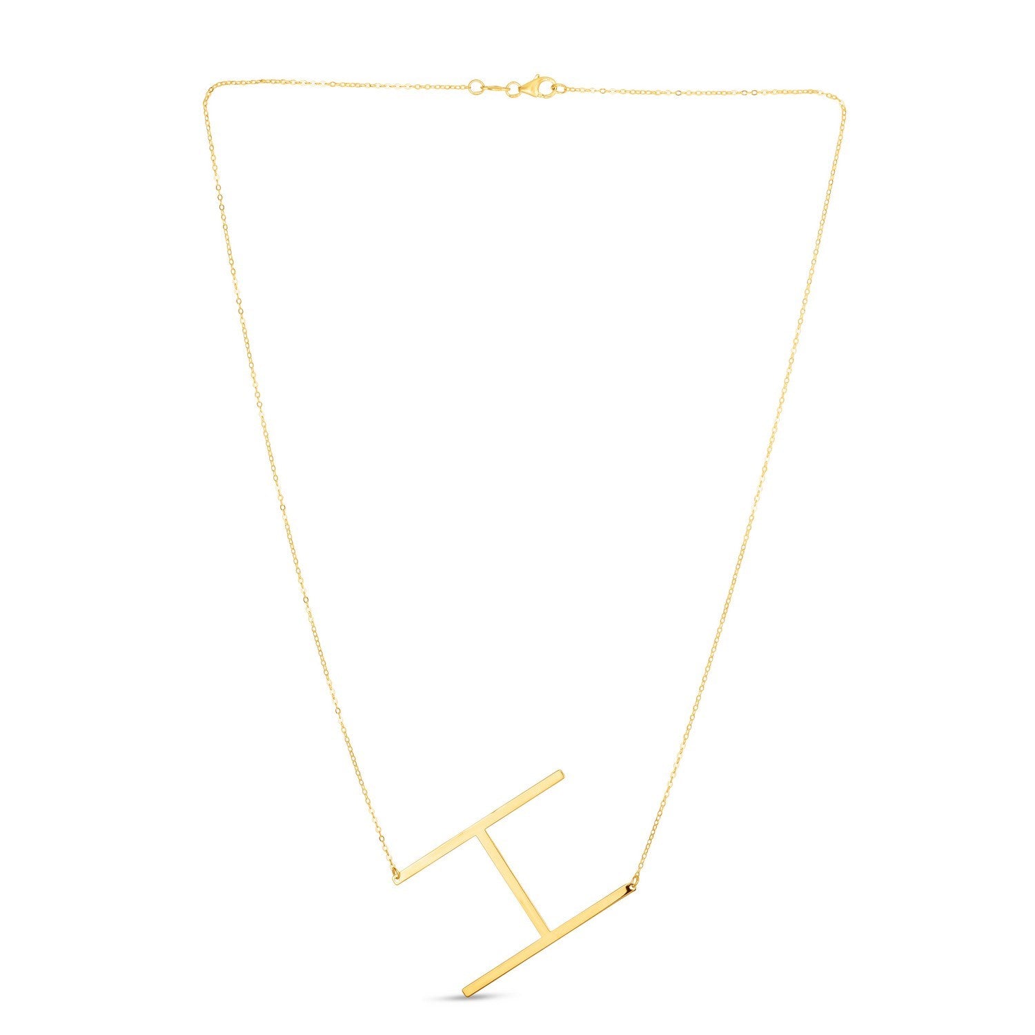 14K Yellow Gold Yours Truly Large Initial H Necklace