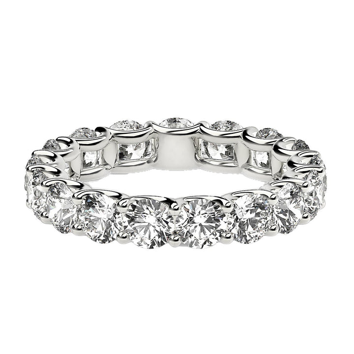 3.00ct Round Lab Grown Diamond Eternity Ring 14K White Gold — Top View, DEEVE