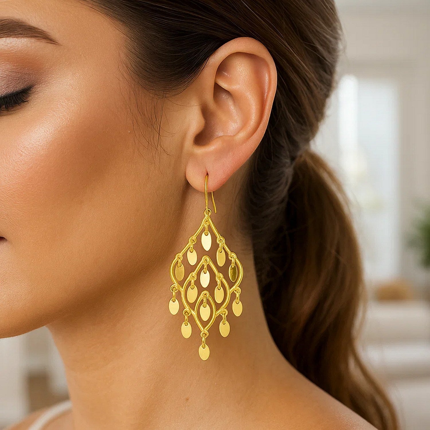 14k solid gold Chandelier Earring